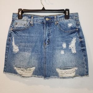 Forever 21 Distressed Denim Mini Skirt 28